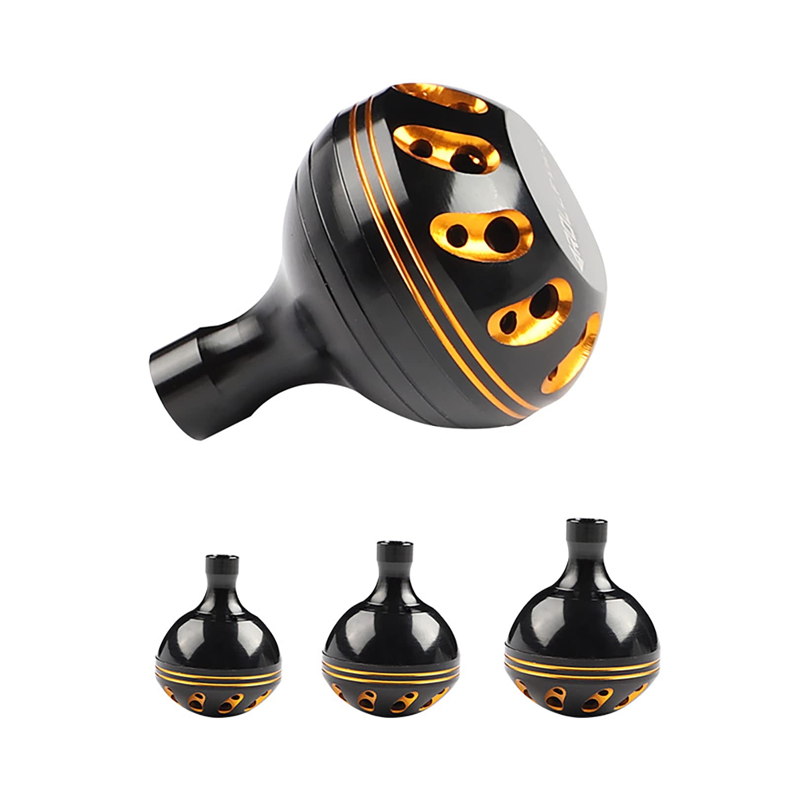 Ergonomic reel handle knob in use on spinning reel