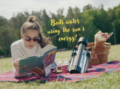Teragh Solar Kettle 2.0 water boil detail shows efficient solar heating for beverages.