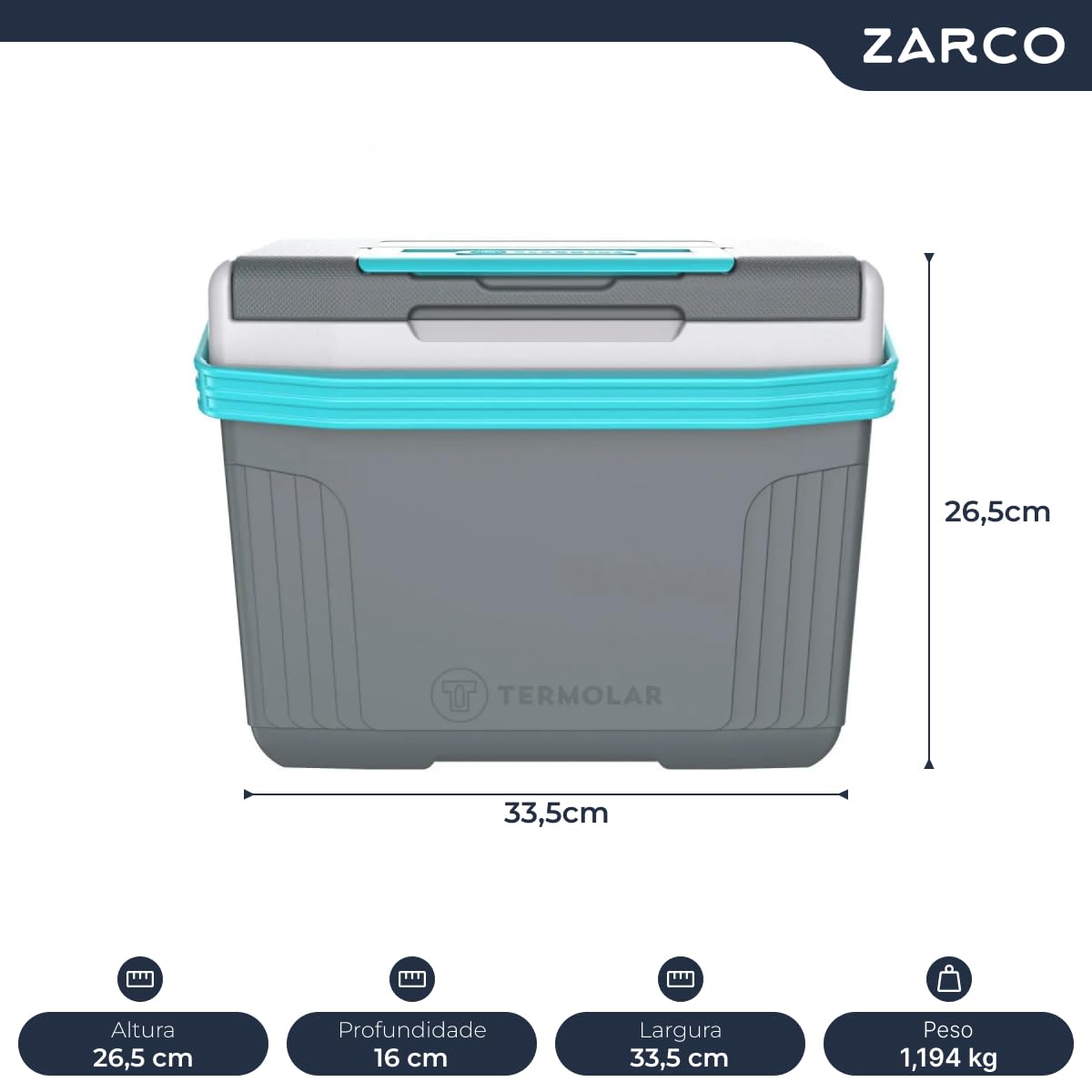 Termolar SUV Box 8L grey durable cooler for family outings.