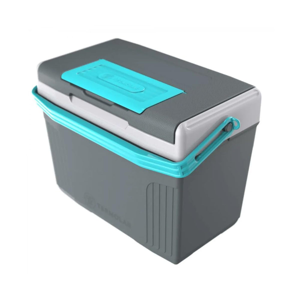 Termolar SUV Box 8L grey lid with case and cup holders for easy beverages on the go.