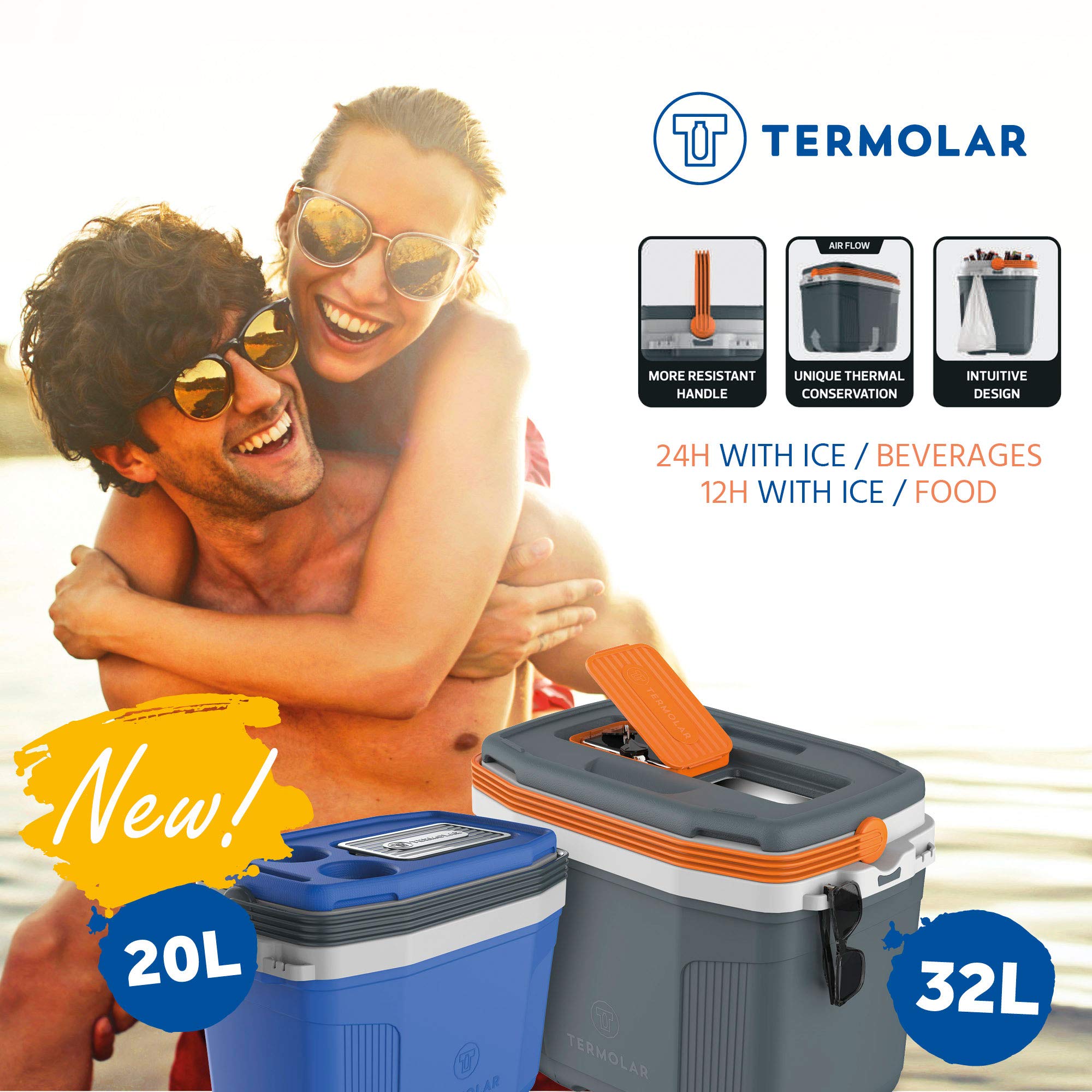 Termolar SUV cooler side grip supports attaching bags or cords.