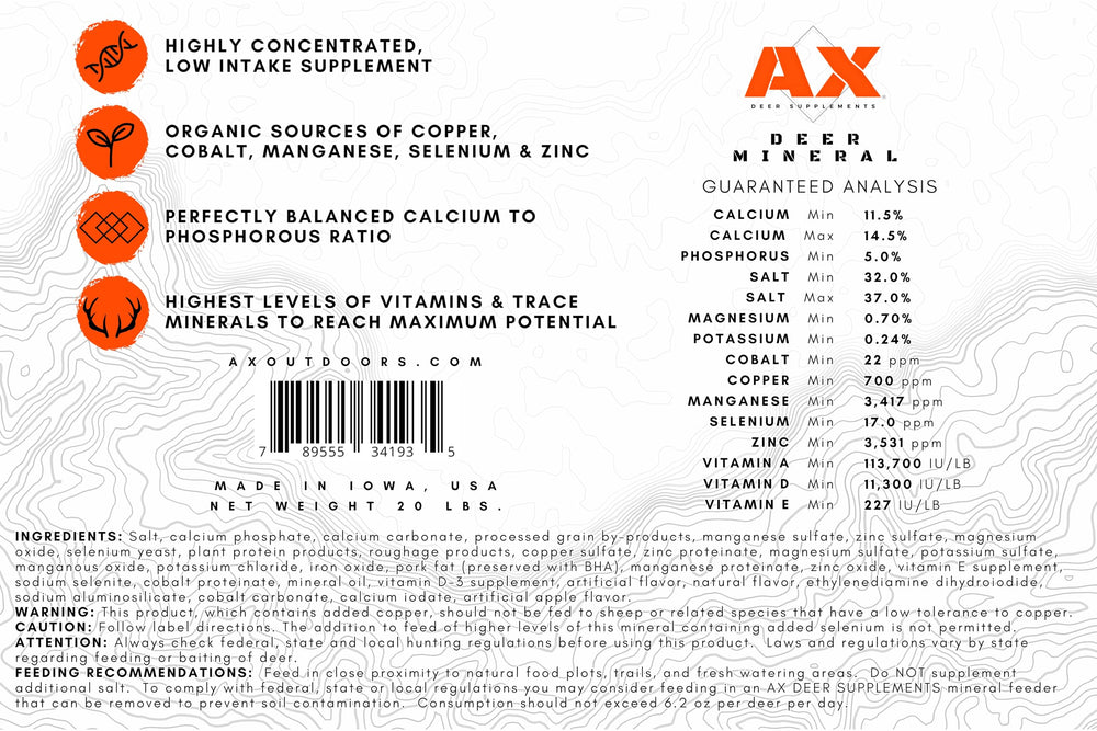 Terra AX Deer Mineral dosing guide image for easy use.