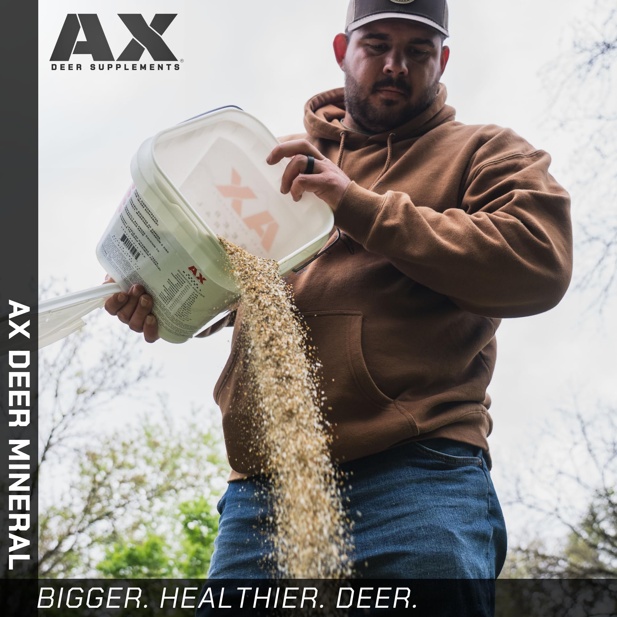Terra Products Co. AX Deer Mineral packaging closeup highlights premium mineral blend.