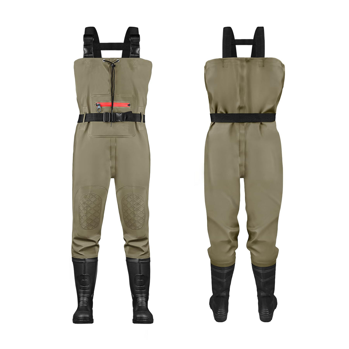 TerraTrax chest waders with adjustable H-back suspenders