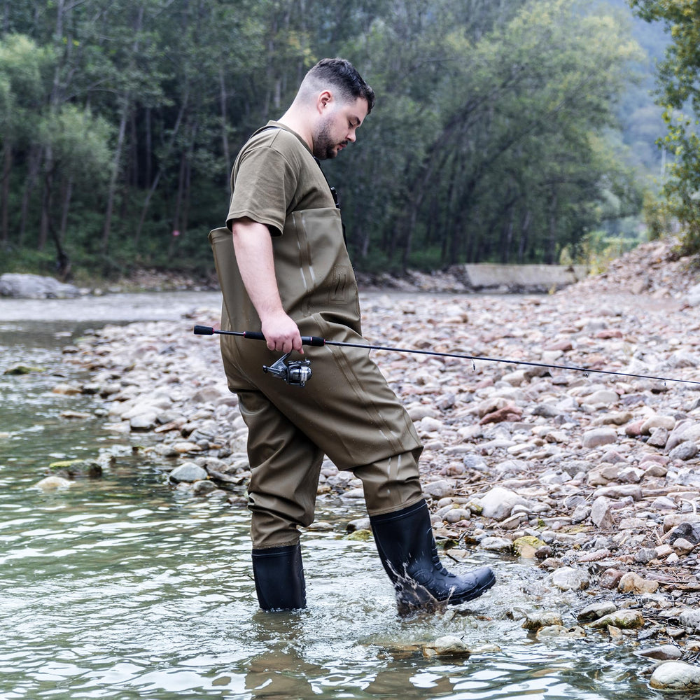 TerraTrax chest waders worn in fishing and hunting outdoors