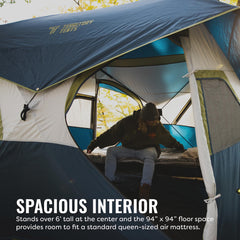 Jet Set 4 interior space fits a queen air mattress comfortably.