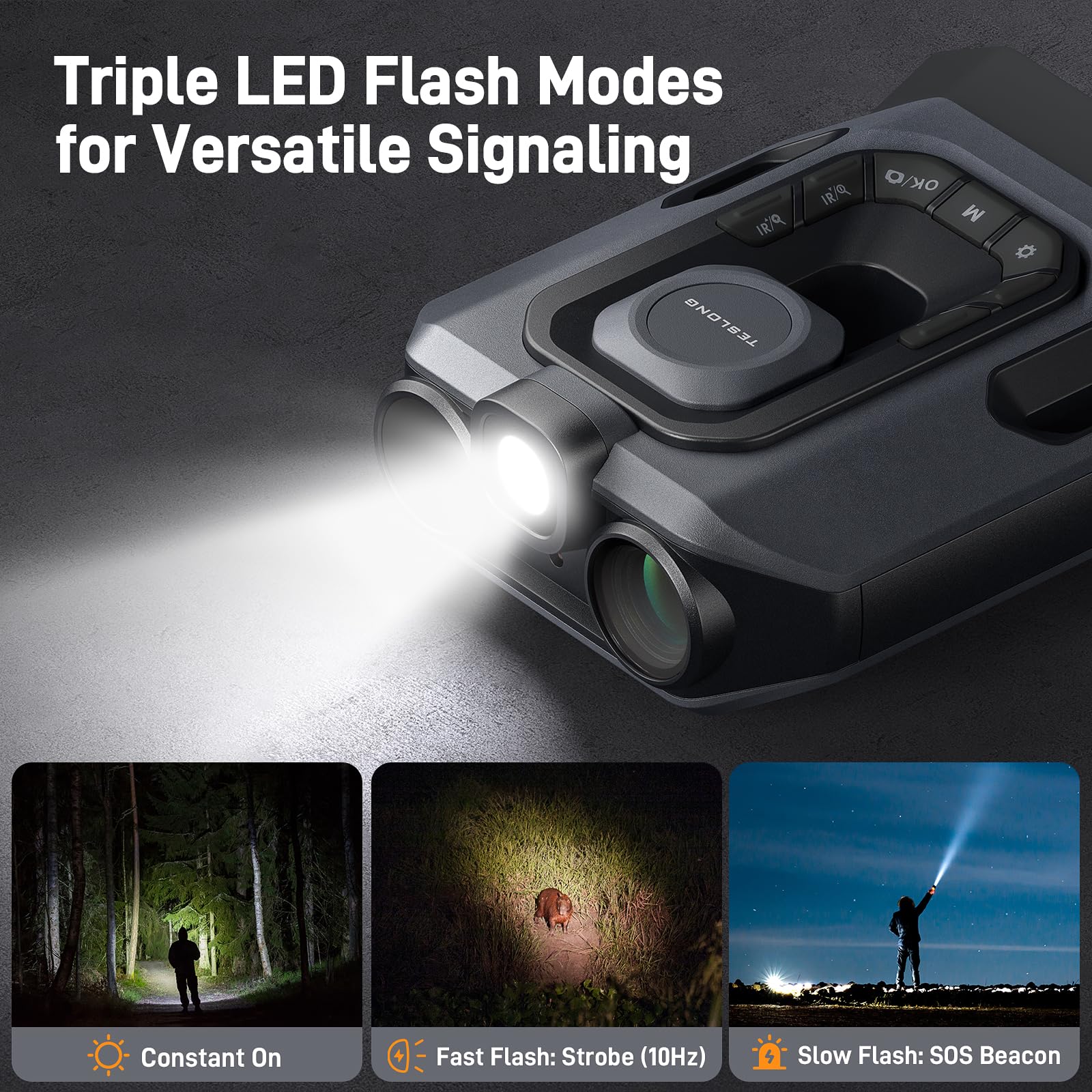 Teslong night vision goggles 5000mAh-battery powers long sessions between charges.