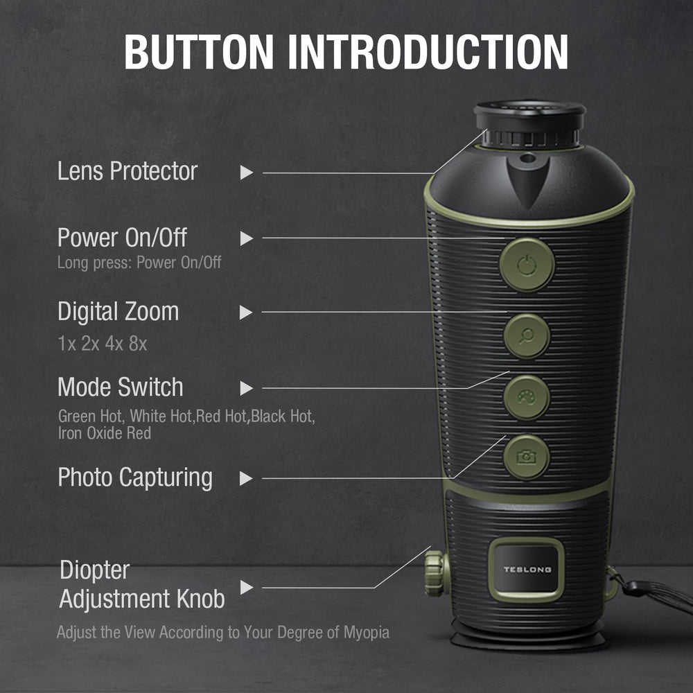 Teslong thermal monocular tripod-mount capability enabling stable hands-free viewing