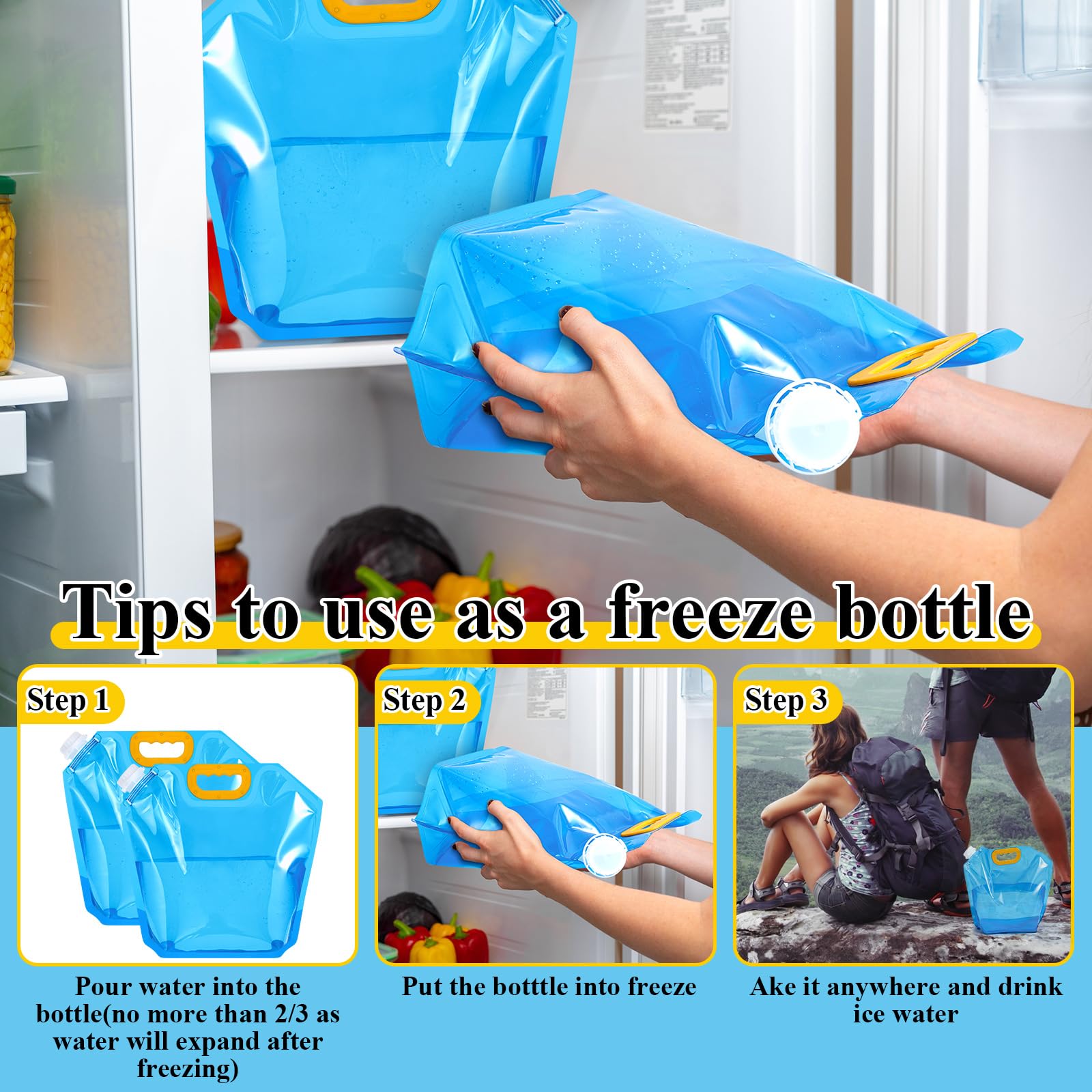 Tessco for you 12-pack blue collapsible bags seen from side angle