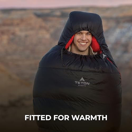 TETON Altos 20-degree sleeping bag with expanded footbox for more room.