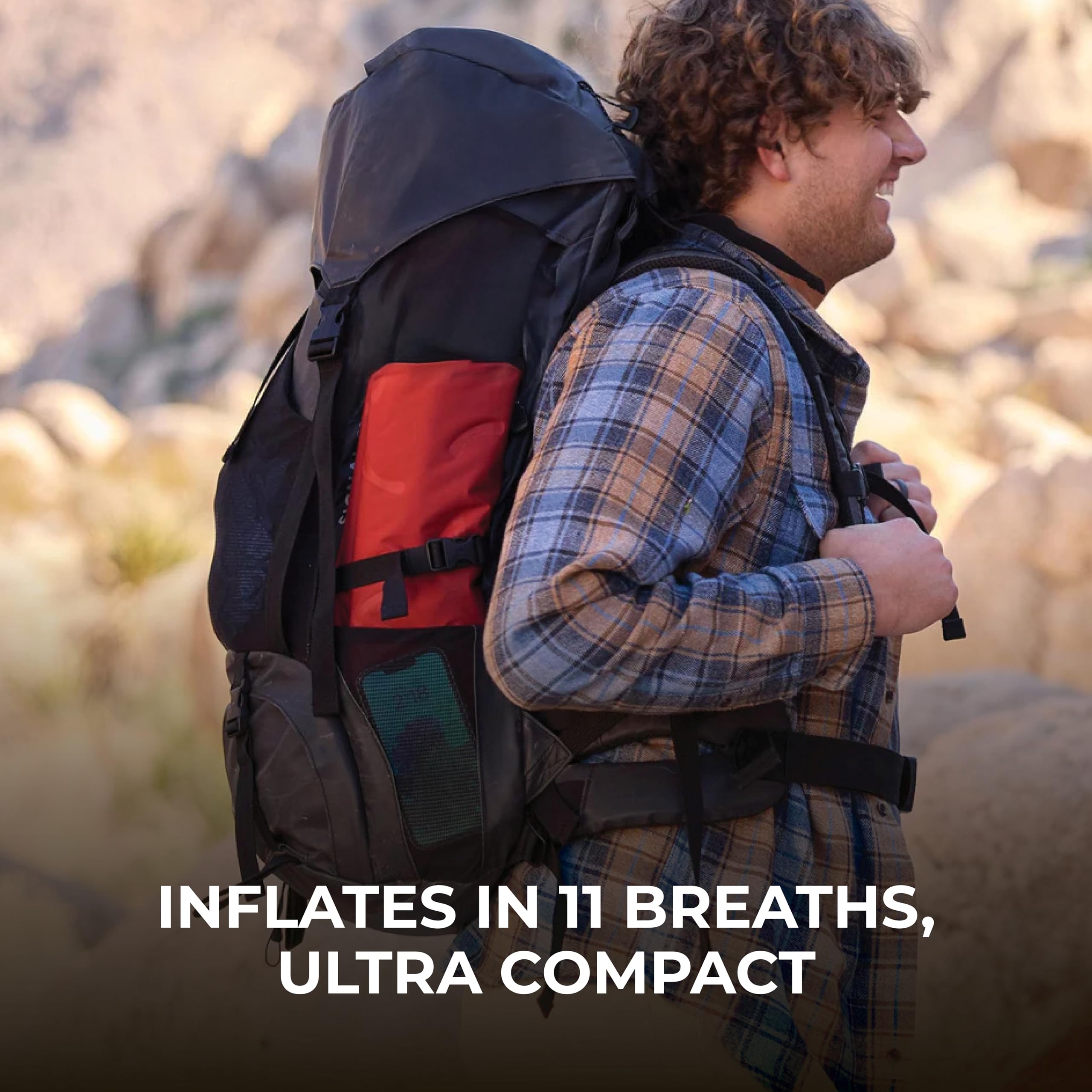 Teton Altos inflatable sleeping pad carry-case-strap makes transport simple.