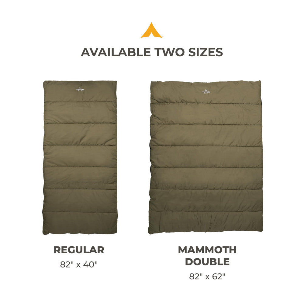TETON Evergreen sleeping bag olive durable shell withstands rugged camping trips