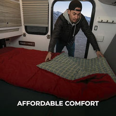 TETON Evergreen sleeping bag olive in use at a campsite for cozy rest