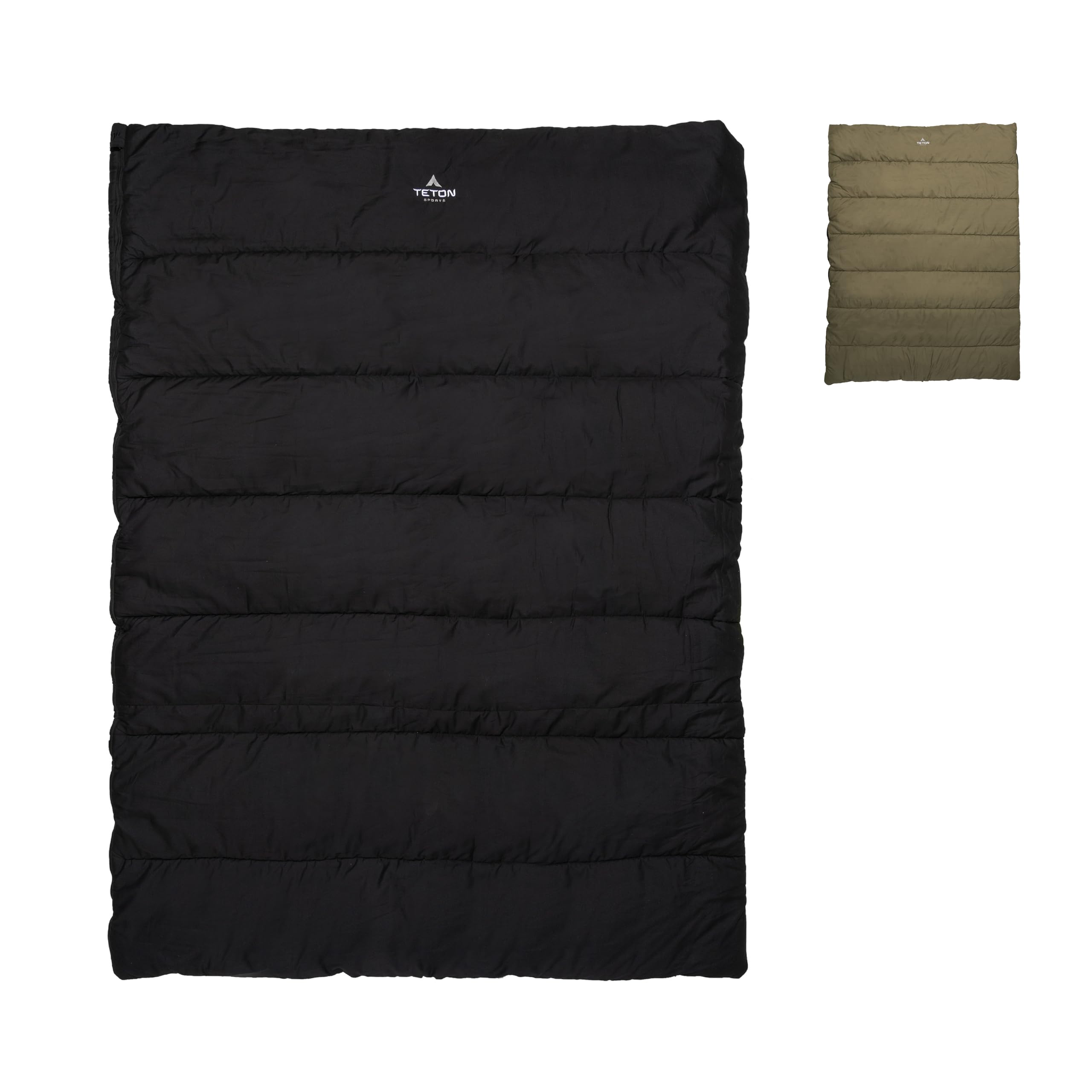 TETON Evergreen sleeping bag open-zip showing easy movement and ventilation for comfort