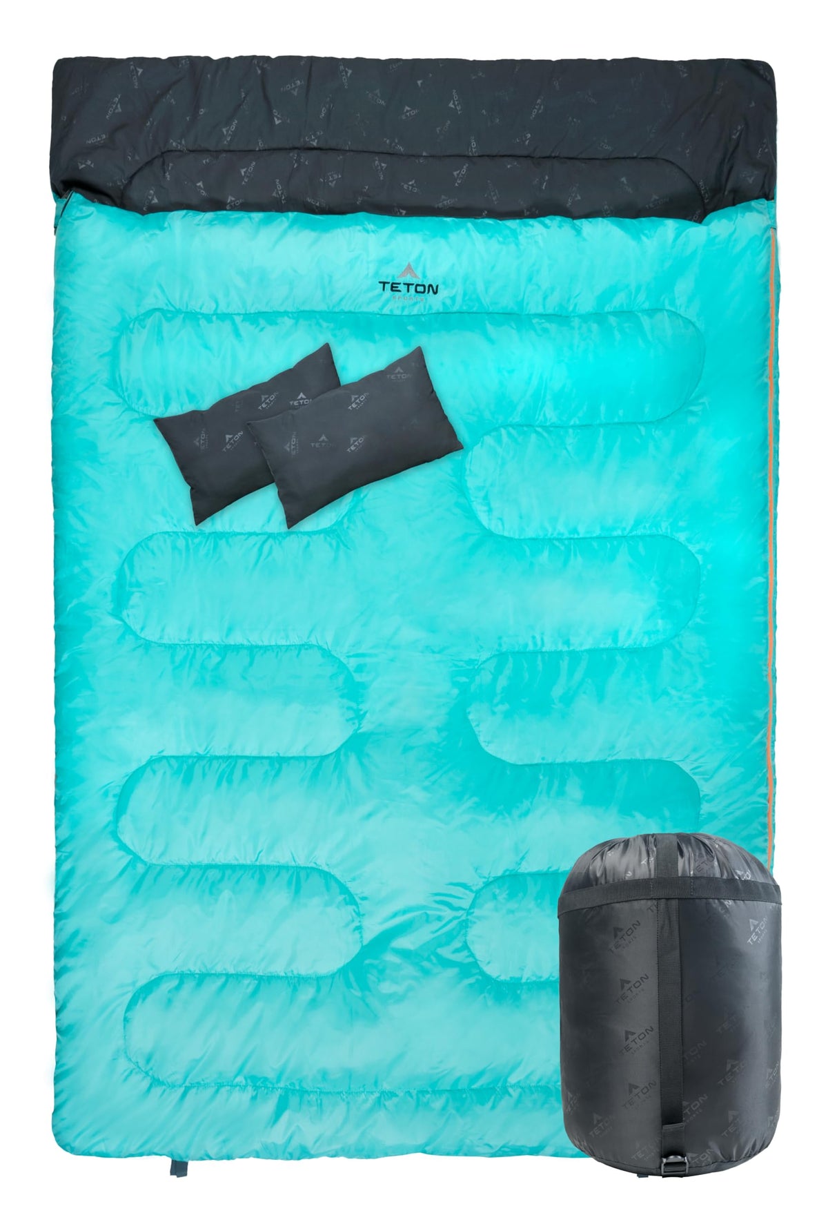 Teton Mammoth queen double sleeping bag teal exterior ideal for two campers