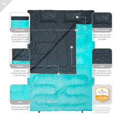 Teton Mammoth unzipped into two bags for separate sleepers
