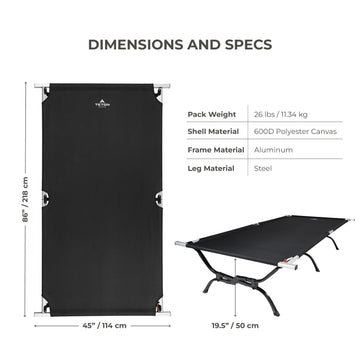 TETON Outfitter cot available in multiple sizes for versatile campers.