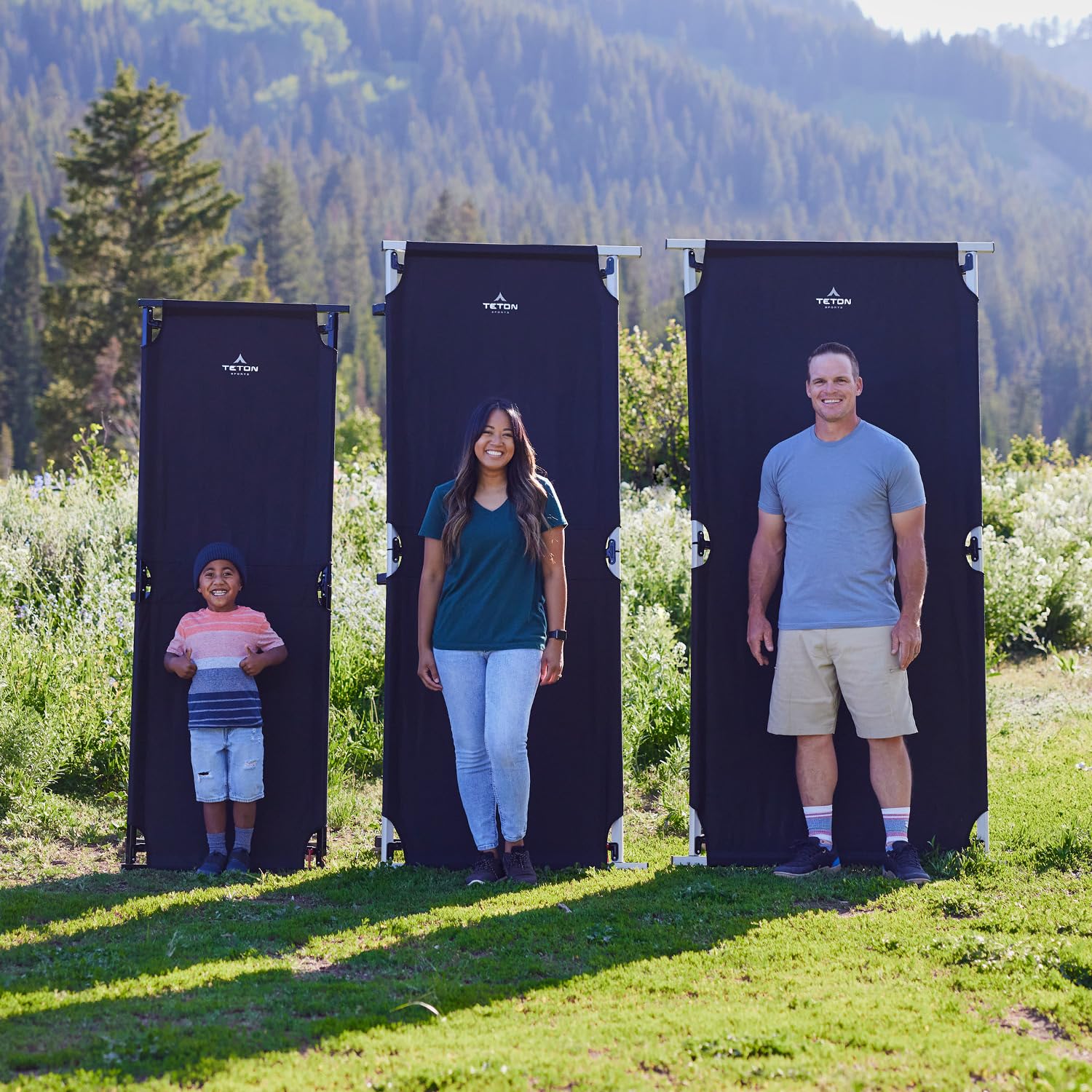 TETON cot supports up to 600 lbs for heavy-duty outdoor sleeping.