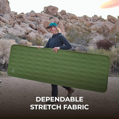 Non-slip bottom keeps the pad stable on uneven ground during sleep.