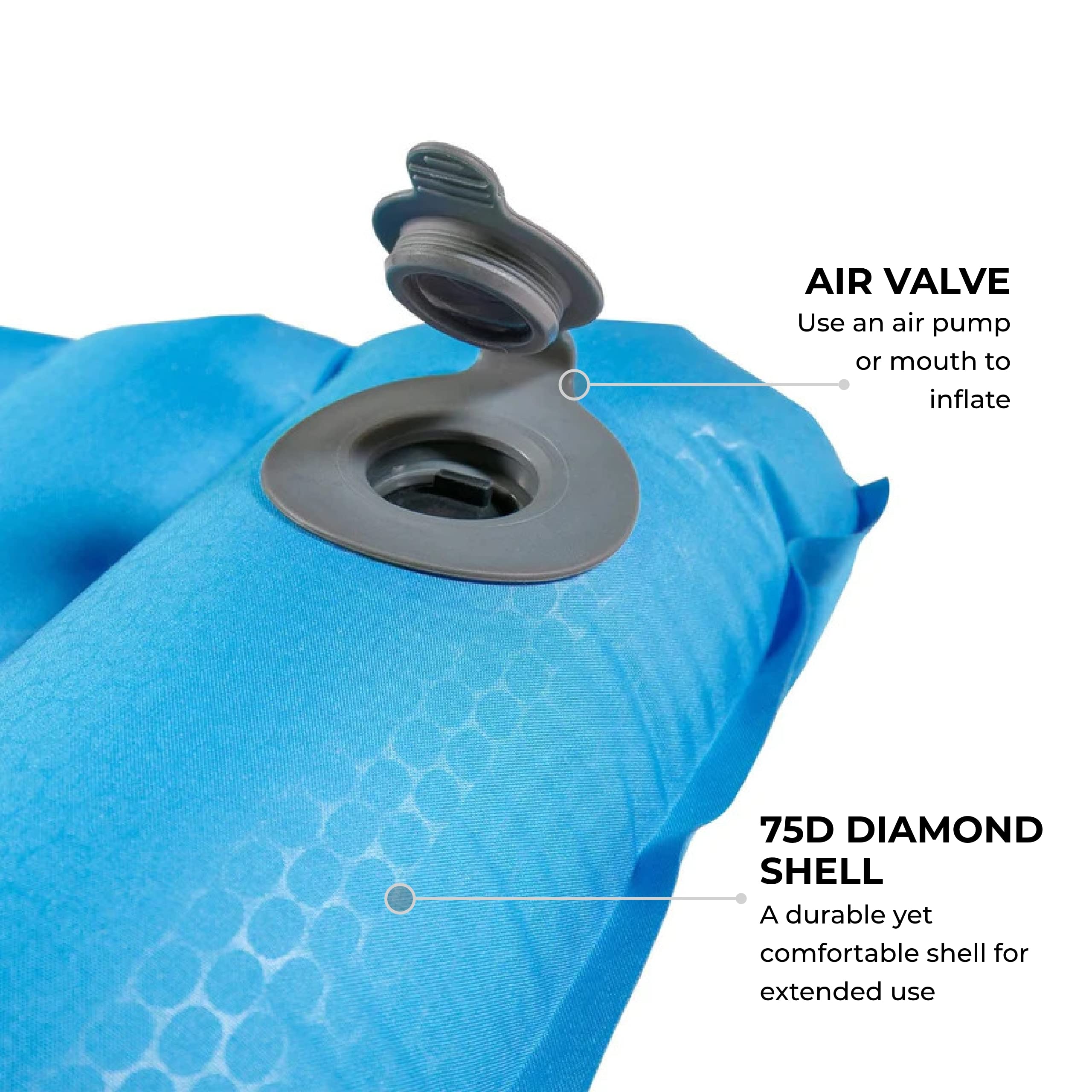 TETON Altos sleeping pad inflation valve for fast setup