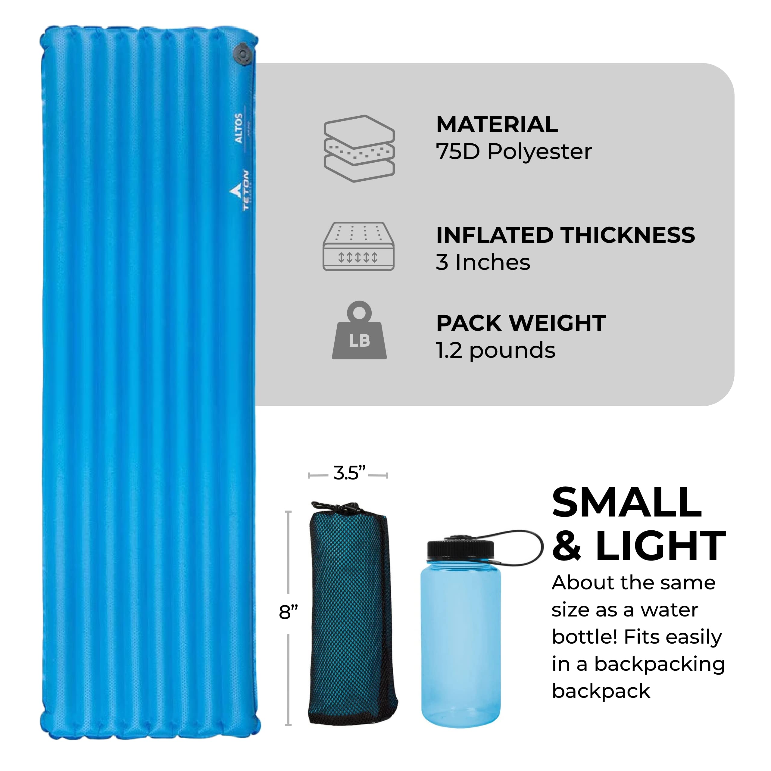 TETON Sports Altos pad showing side air chambers for centered sleep