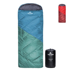TETON Sports Junior 20 Degree Sleeping Bag front view shows warm, kid-friendly design