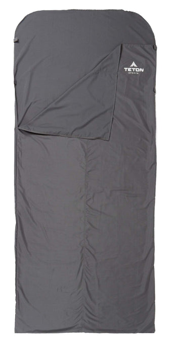 TETON Sports Sleeping Bag Liner packaged closeup showing durable, washable fabric.