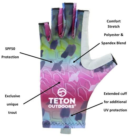 Teton Trout Series gloves Golden Trout pattern for bright, all-day wear.