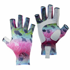 Teton Sports Trout Series rainbow pattern gloves for sun protection on the water.