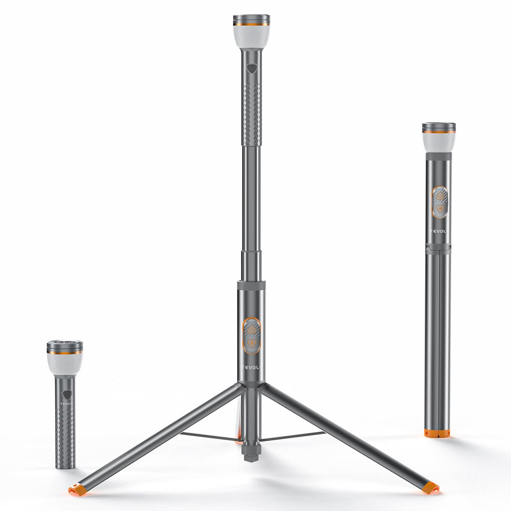 TEVOLE camping light telescoping extend provides tall overhead campsite illumination