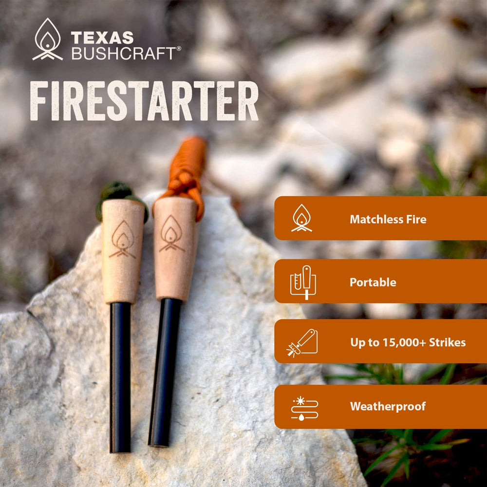 Texas Bushcraft survival tool cluster on rod offers practical field options.