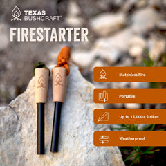 Texas Bushcraft survival tool cluster on rod offers practical field options.
