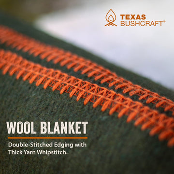 Texas Bushcraft merino blanket burnt-orange color adds outdoor-ready style.