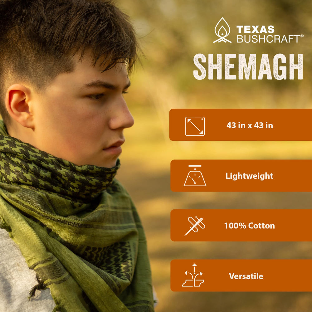 Texas Bushcraft Shemagh durable and versatile for emergency uses and travel.
