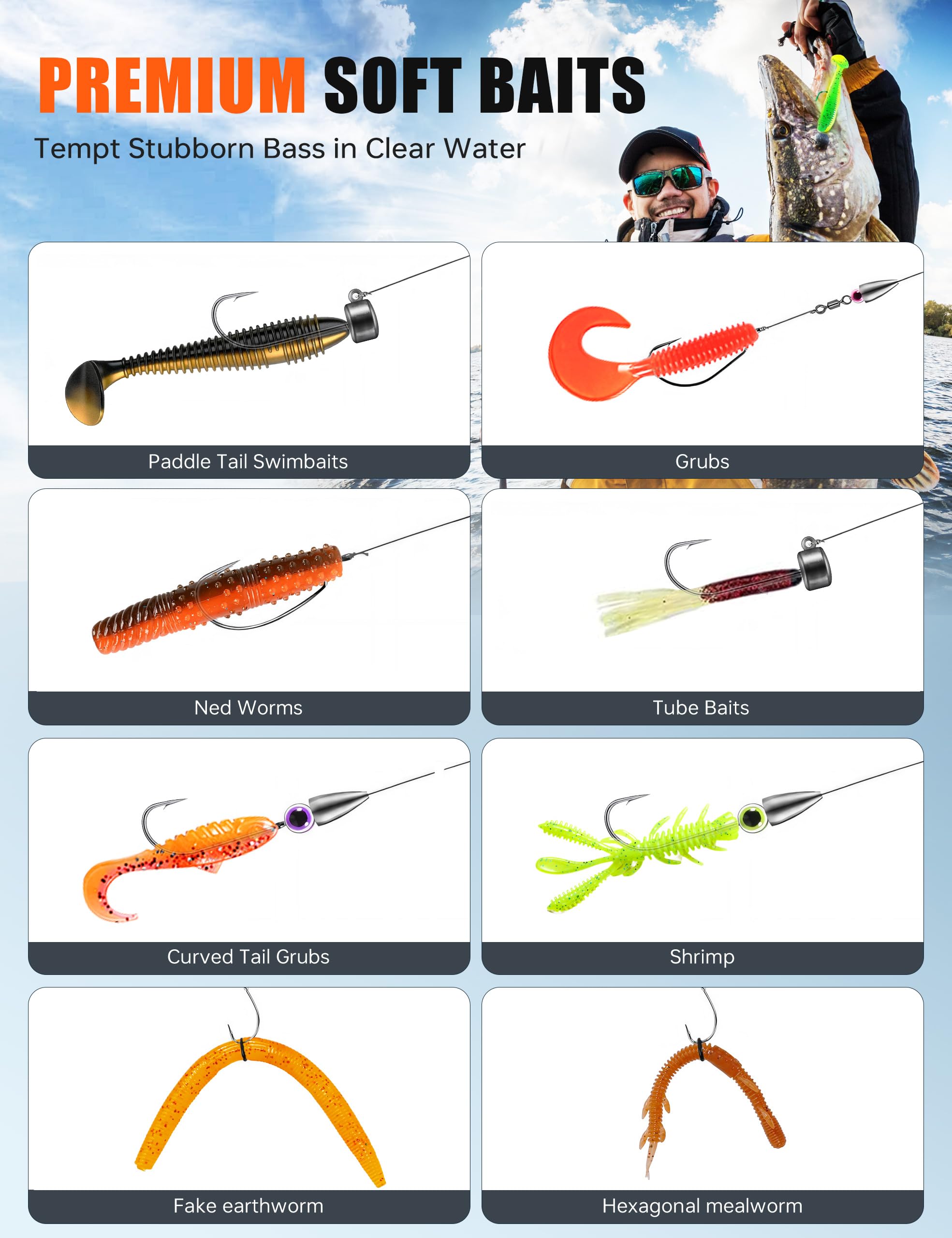 Ready-to-build Texas/Carolina rigs included