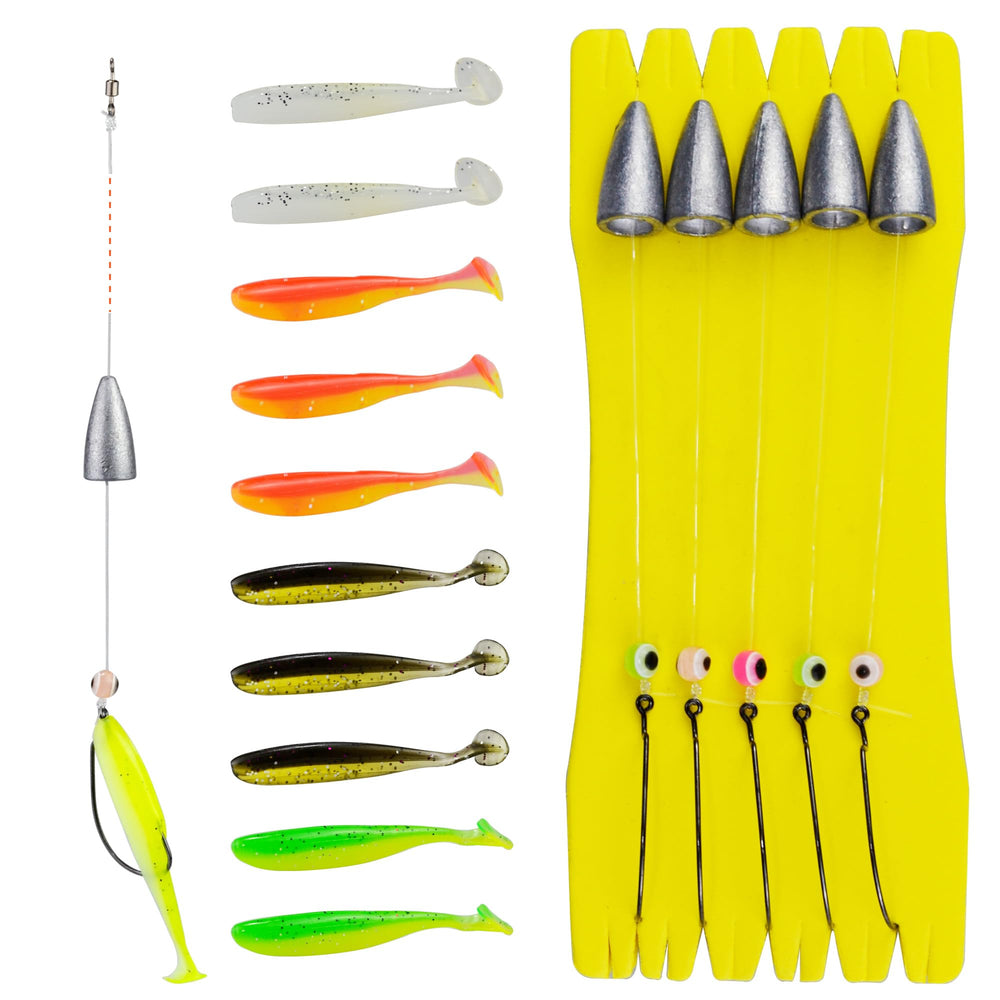 Texas rig bass fishing kit contents in a compact package