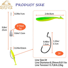 Close-up of hooks, weights, fluorocarbon line and beads in the Texas rig kit