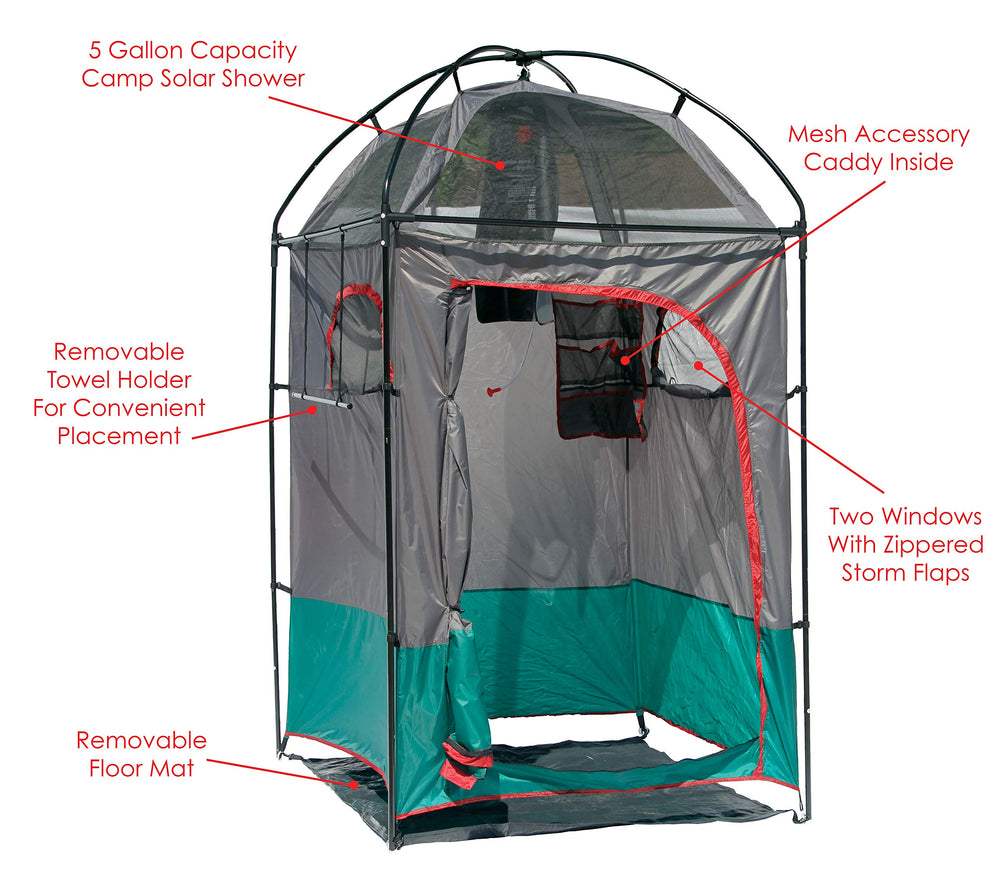 Texsport portable camping shower shelter pole-frame ensures sturdy setup.
