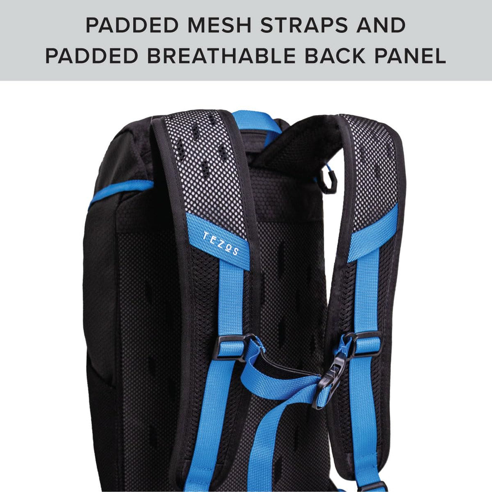 Tezos Juniper Daypack ergonomic shoulder straps reduce fatigue on trips.