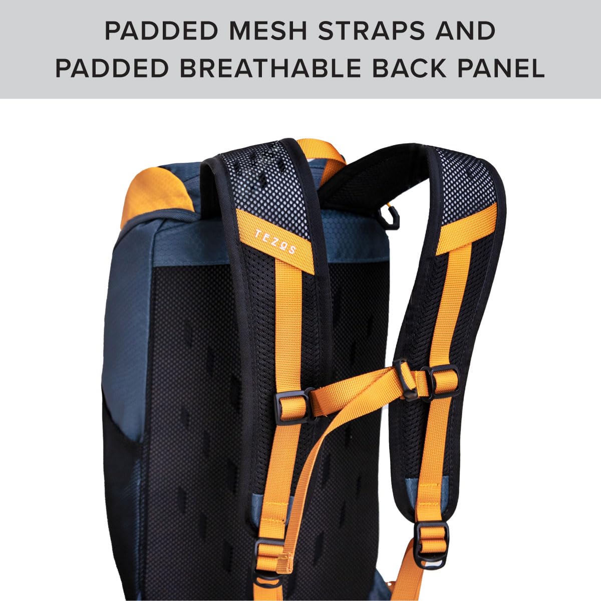 Tezos Juniper Daypack ergonomic shoulder straps, comfortable carry on long trails.