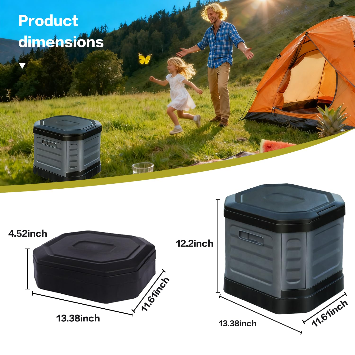 Tfulad camping toilet folded compact shows portable design for space saving.