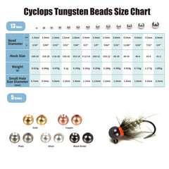 TG-DZURI tungsten beads cyclops black nickel 3.8mm smooth hole for quick tying.