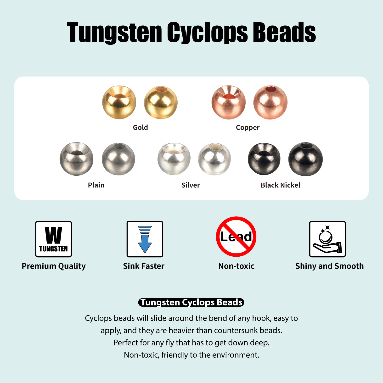 TG-DZURI tungsten beads cyclops silver 4.6mm provides balanced fly presentation.