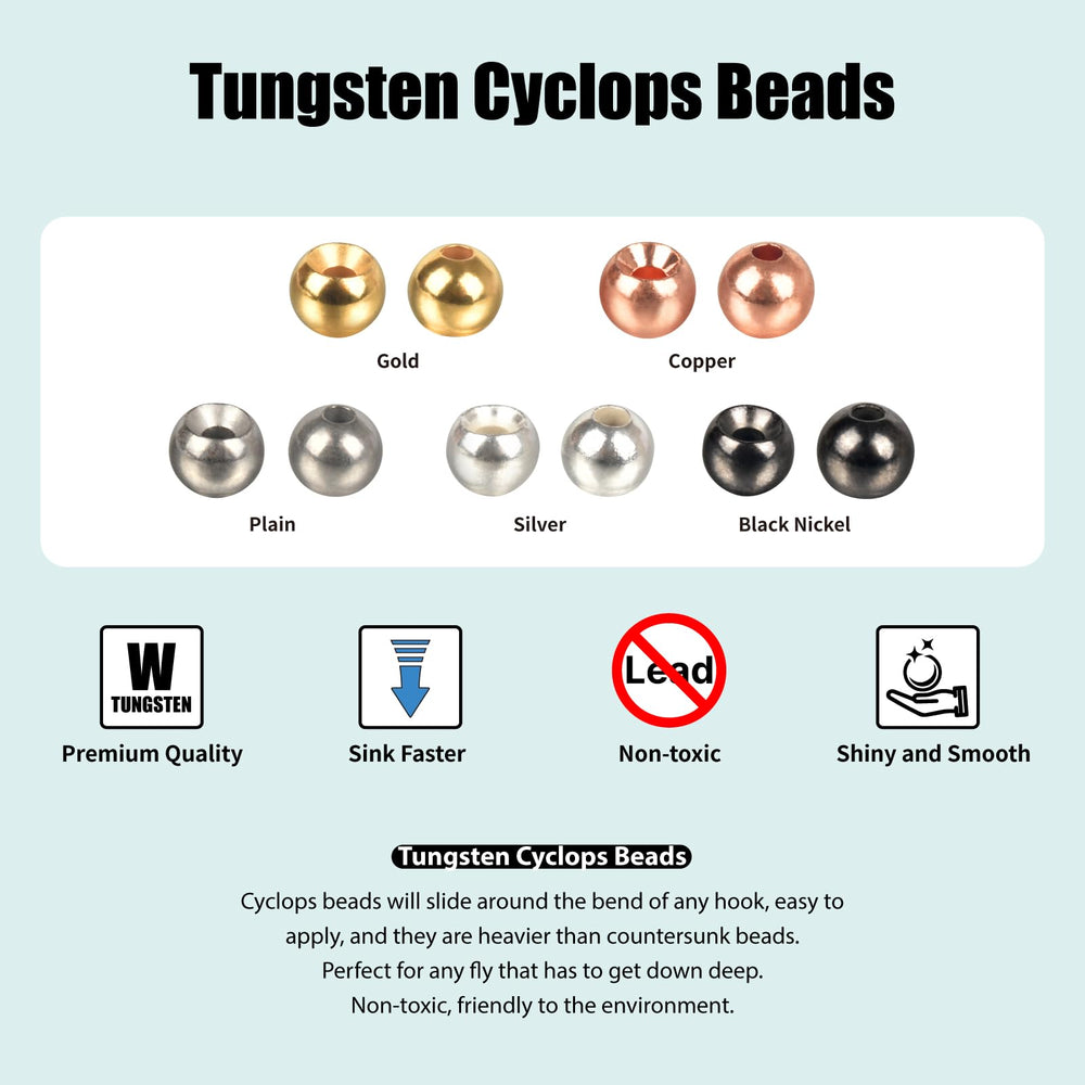 TG-DZURI tungsten beads cyclops silver 4.6mm provides balanced fly presentation.