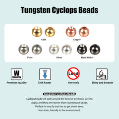 TG-DZURI tungsten beads cyclops silver 4.6mm provides balanced fly presentation.