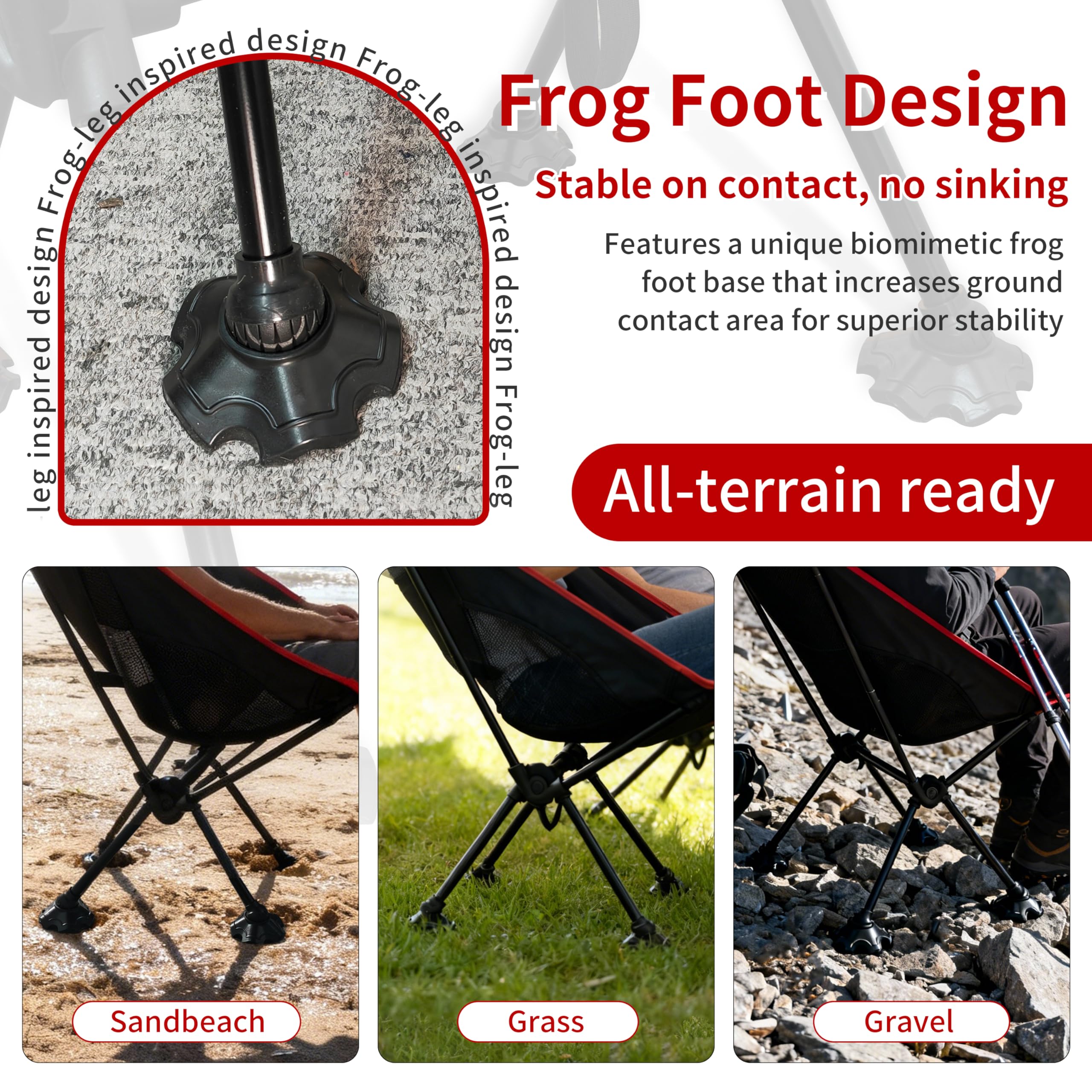TGpao 2kg portable camping chair fits into backpacks and car trunks
