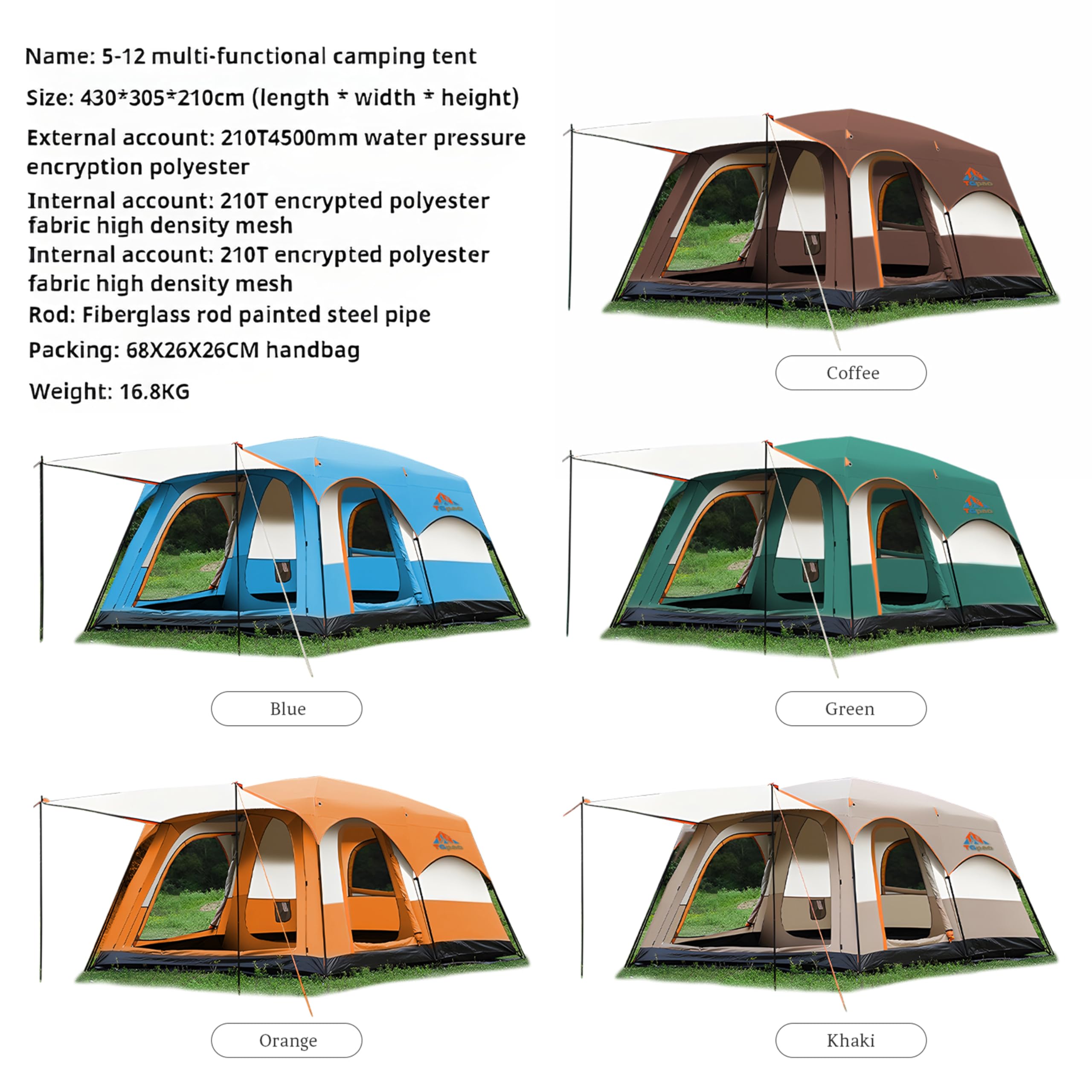 TGpao large-family-tent gear loft and stakes included for organized camping gear