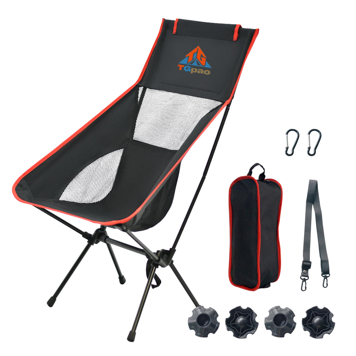 TGpao lightweight folding chair with high backrest for hiking comfort and stability