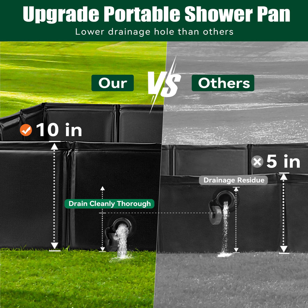 Thallike assembled shower pan ready for use with spacious base and quick drain.