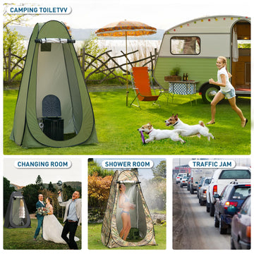 Thallike camping toilet in use outdoors highlights emergency-ready design.